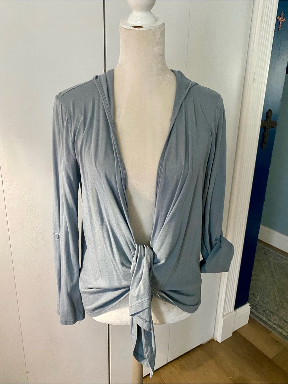 LOFT Light Blue Hoodie Cardigan